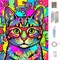 Paint By Number Vibrant Pop Art Hipster Cat Kit for Adults – Stress Relief DIY Acrylic Painting Canvas, Modern Abstract Wall Decor, 16x20 Inch (Cool Cat)
